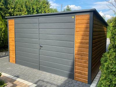 4x4m Blechgarage mit Pulldach der SUPERLINE-PLUS